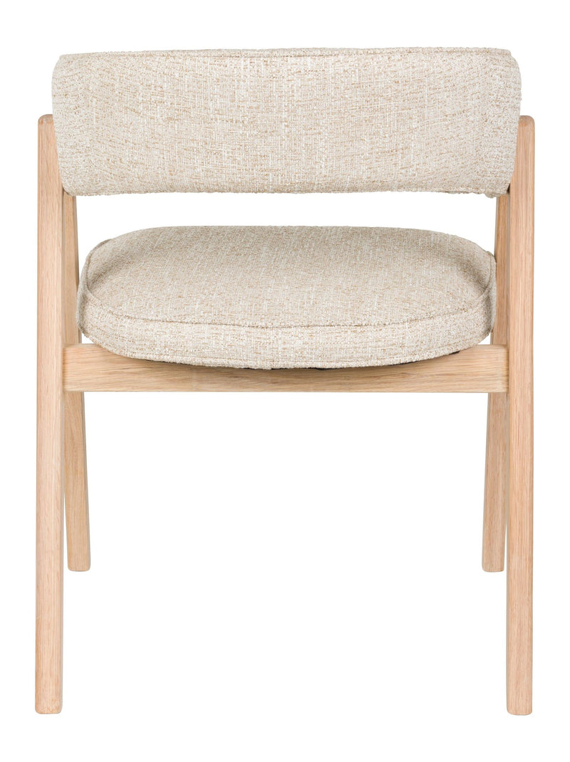 Sessel Bright Beige mit Eichenholzgestell für Esszimmer von Zuiver