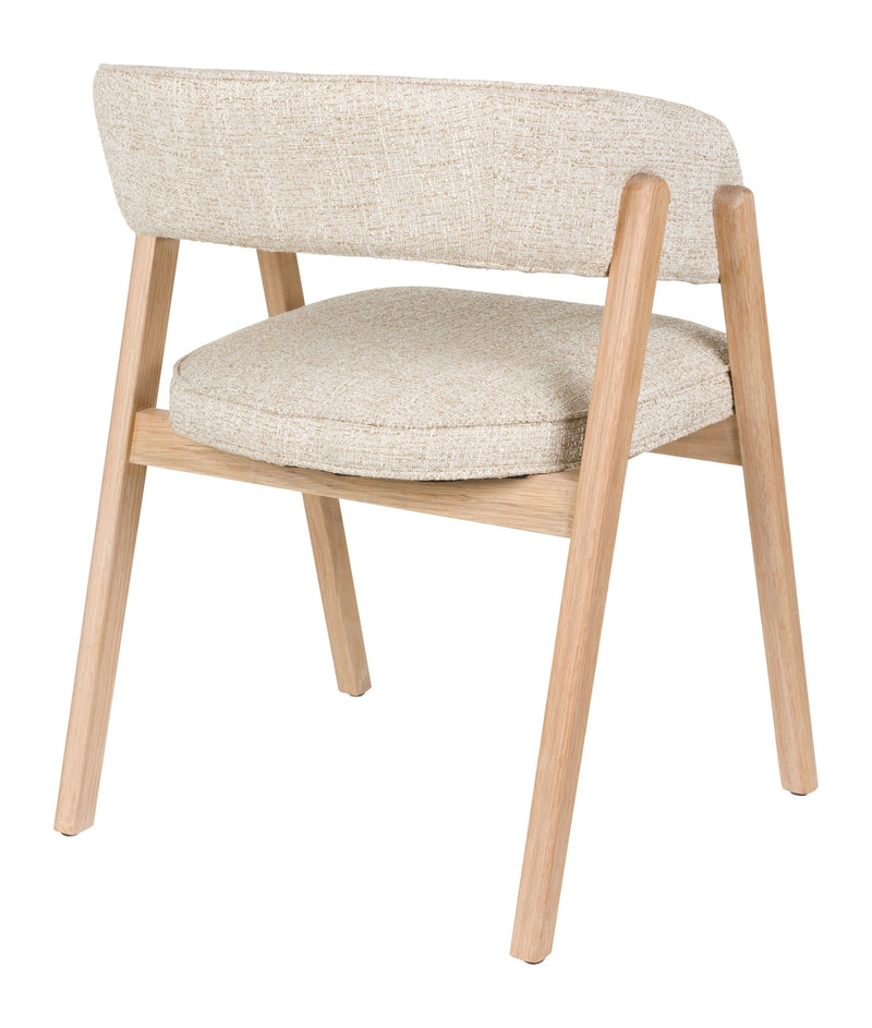 Sessel Bright Beige mit Eichenholzgestell für Esszimmer von Zuiver