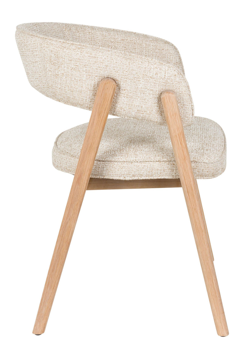 Sessel Bright Beige mit Eichenholzgestell für Esszimmer von Zuiver