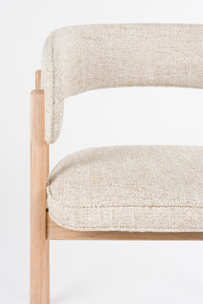 Sessel Bright Beige mit Eichenholzgestell für Esszimmer von Zuiver