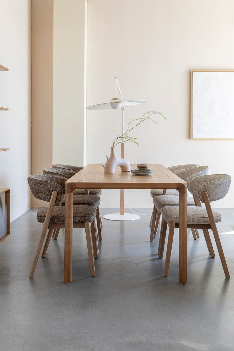Esszimmerstuhl Bright 2er-Set, Beige mit Eichenholz-Gestell von Zuiver