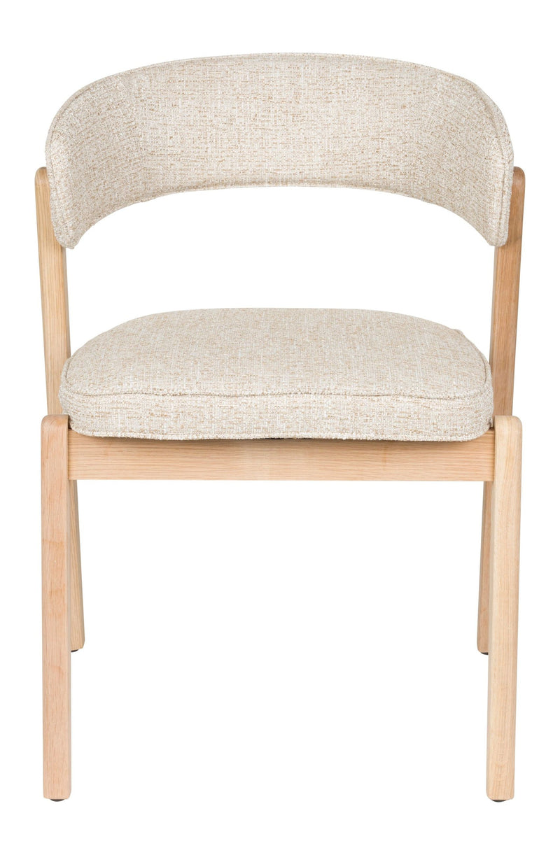 Esszimmerstuhl Bright 2er-Set, Beige mit Eichenholz-Gestell von Zuiver