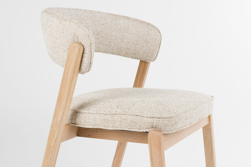 Esszimmerstuhl Bright 2er-Set, Beige mit Eichenholz-Gestell von Zuiver