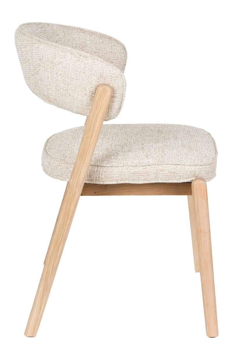 Esszimmerstuhl Bright 2er-Set, Beige mit Eichenholz-Gestell von Zuiver