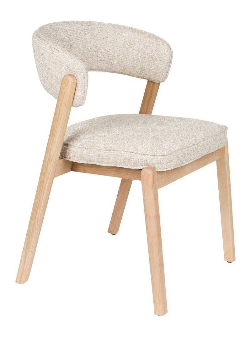 Esszimmerstuhl Bright 2er-Set, Beige mit Eichenholz-Gestell von Zuiver