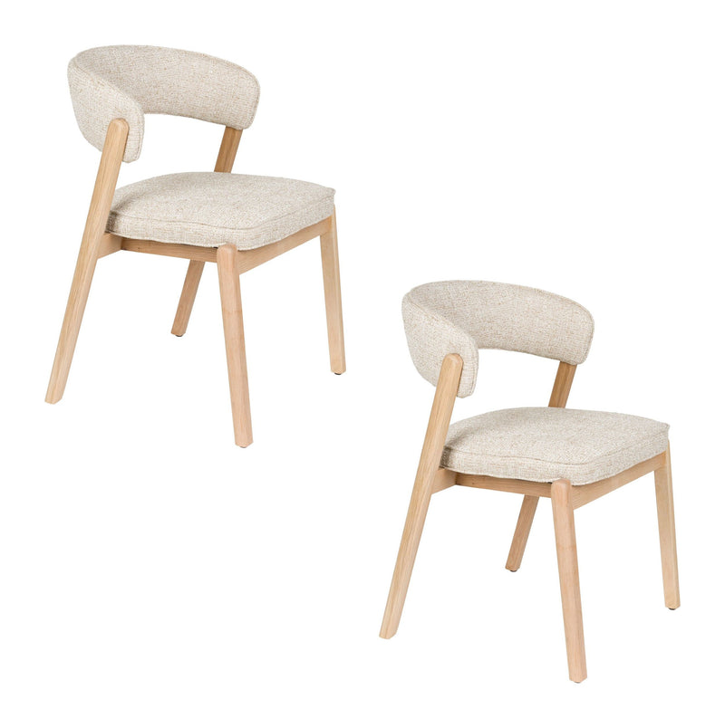 Esszimmerstuhl Bright 2er-Set, Beige mit Eichenholz-Gestell von Zuiver