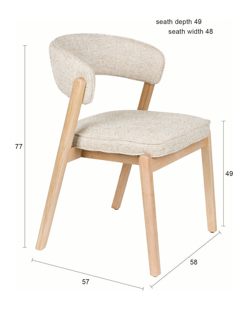 Esszimmerstuhl Bright 2er-Set, Beige mit Eichenholz-Gestell von Zuiver