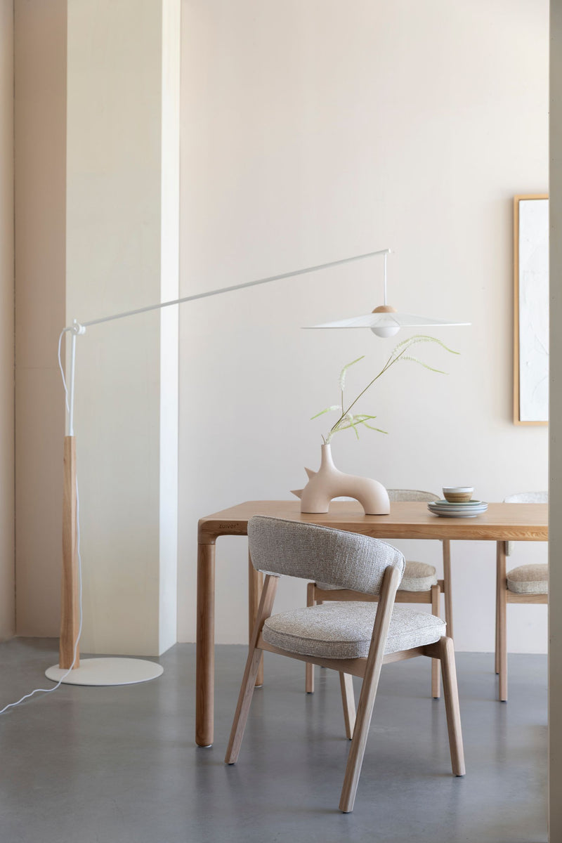 Esszimmerstuhl Bright 2er-Set, Beige mit Eichenholz-Gestell von Zuiver