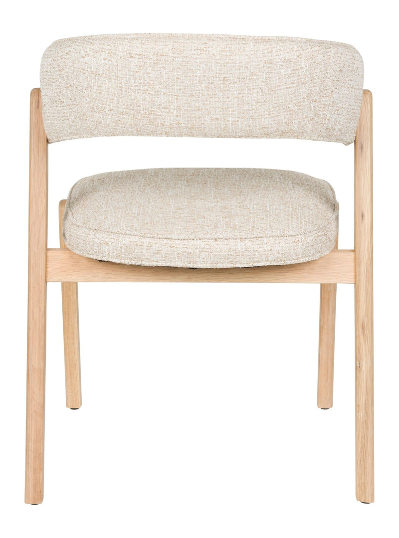 Esszimmerstuhl Bright 2er-Set, Beige mit Eichenholz-Gestell von Zuiver