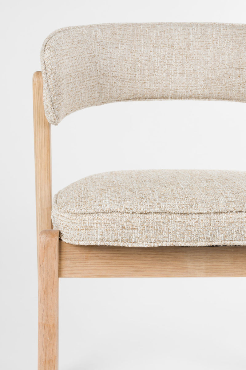 Esszimmerstuhl Bright 2er-Set, Beige mit Eichenholz-Gestell von Zuiver