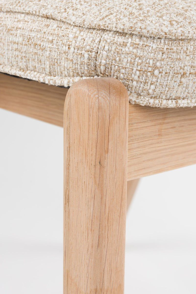 Esszimmerstuhl Bright 2er-Set, Beige mit Eichenholz-Gestell von Zuiver