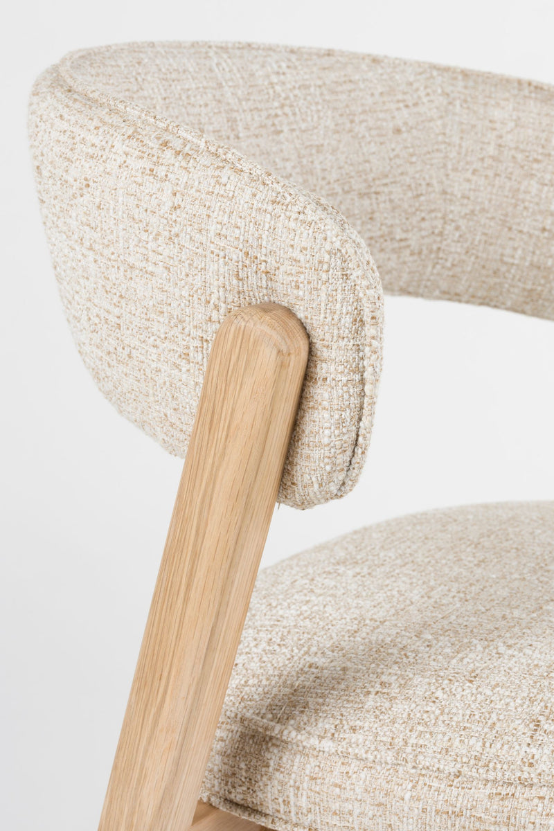Esszimmerstuhl Bright 2er-Set, Beige mit Eichenholz-Gestell von Zuiver