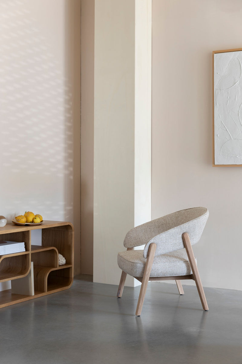 Loungesessel Bright mit Eichenholzrahmen in Beige von Zuiver
