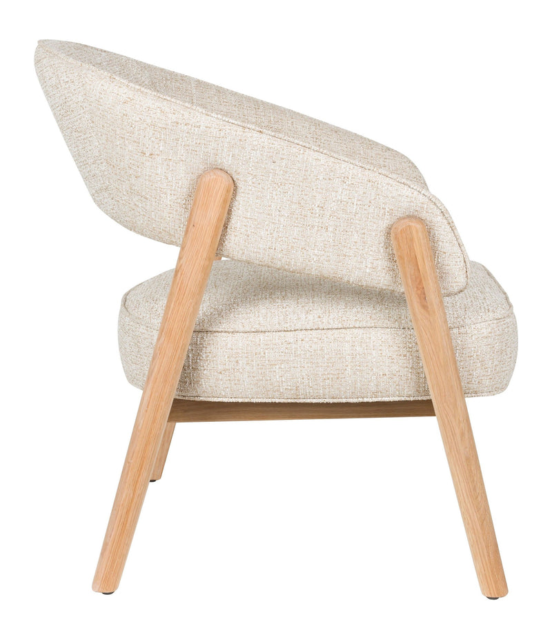 Loungesessel Bright mit Eichenholzrahmen in Beige von Zuiver
