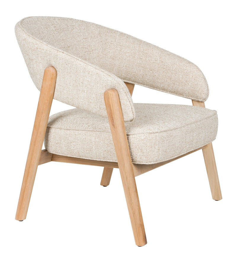 Loungesessel Bright mit Eichenholzrahmen in Beige von Zuiver