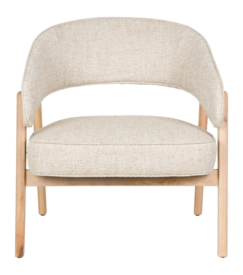 Loungesessel Bright mit Eichenholzrahmen in Beige von Zuiver