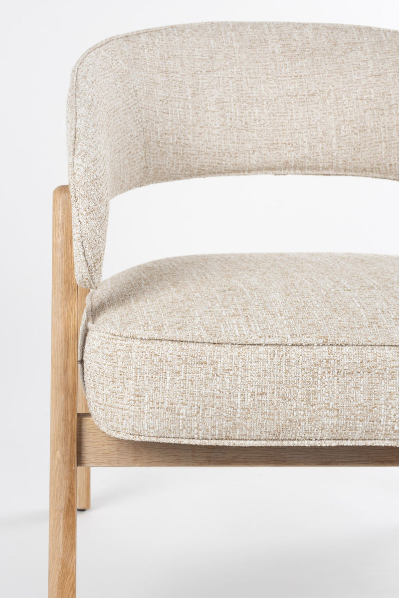 Loungesessel Bright mit Eichenholzrahmen in Beige von Zuiver