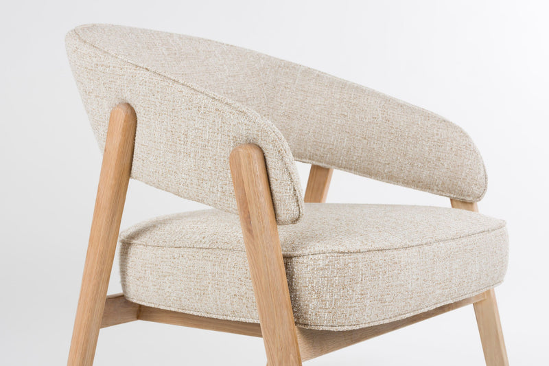 Loungesessel Bright mit Eichenholzrahmen in Beige von Zuiver