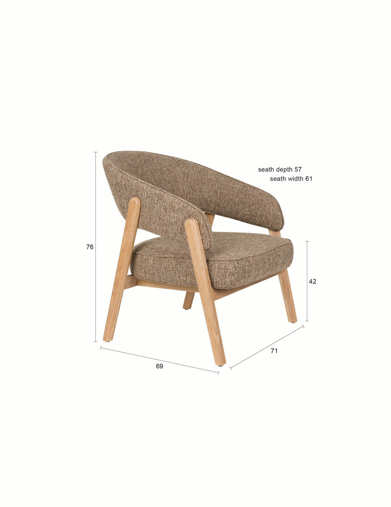 Loungesessel Bright Braun mit Eichenholz-Gestell von Zuiver
