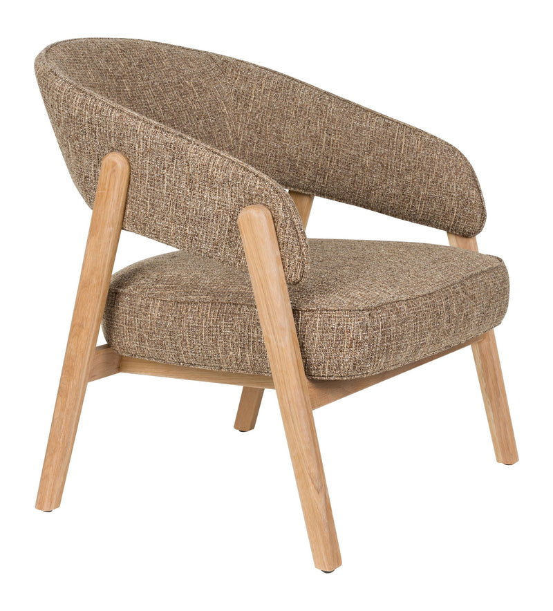 Loungesessel Bright Braun mit Eichenholz-Gestell von Zuiver
