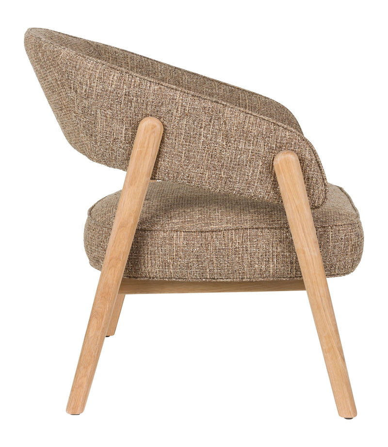 Loungesessel Bright Braun mit Eichenholz-Gestell von Zuiver