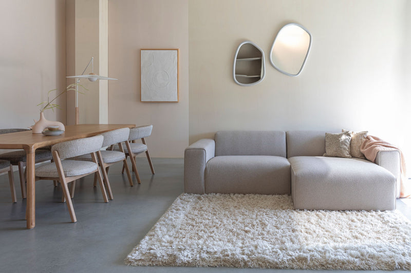 Sofa Milka 3-Sitzer rechts Cappuccino mit Chaiselongue von Zuiver