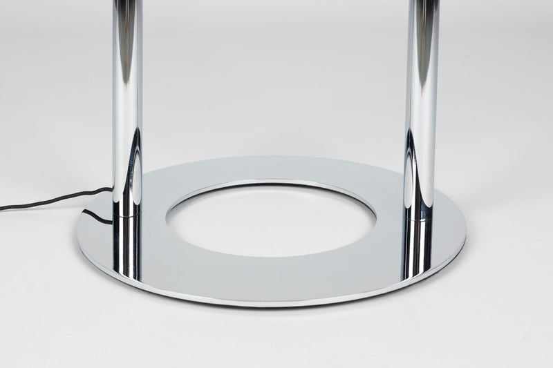 Stehlampe Arch Chrome mit Metallfuß und römischem Bogendesign