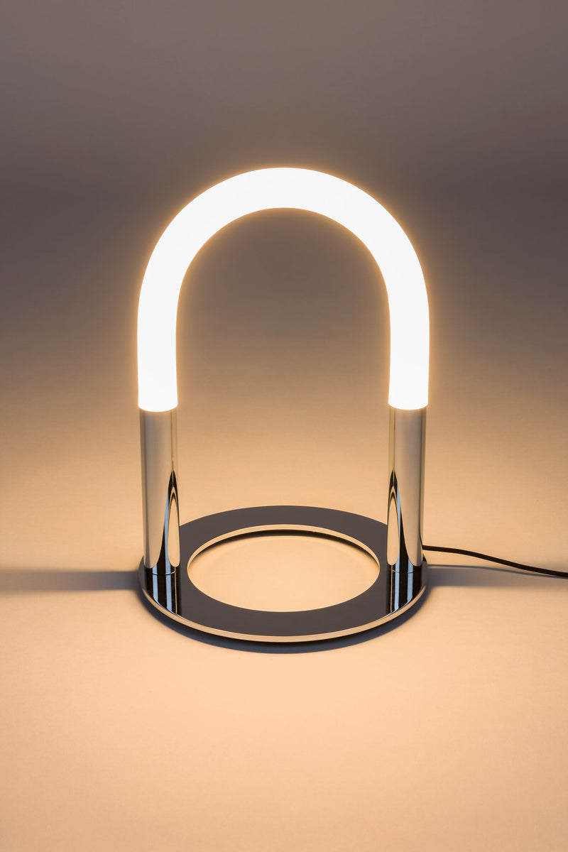 Tischlampe Arch Chrome von Zuiver mit Touch-Dimmer, 3 Stufen