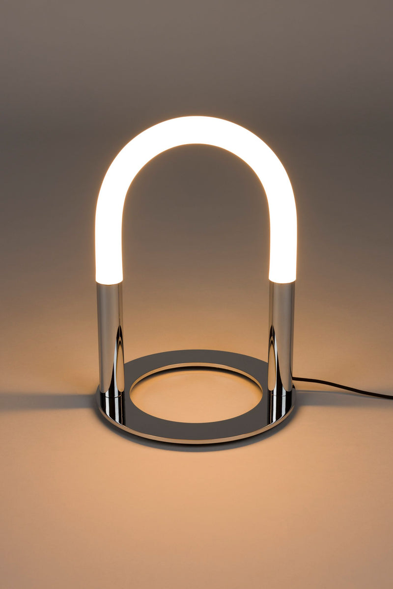 Tischlampe Arch Chrome von Zuiver mit Touch-Dimmer, 3 Stufen