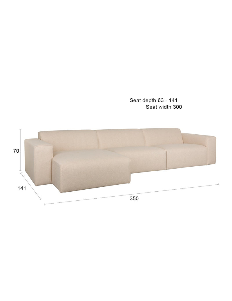 Sofa Milka 4,5-Sitzer links in Sand mit Chaiselongue von Zuiver