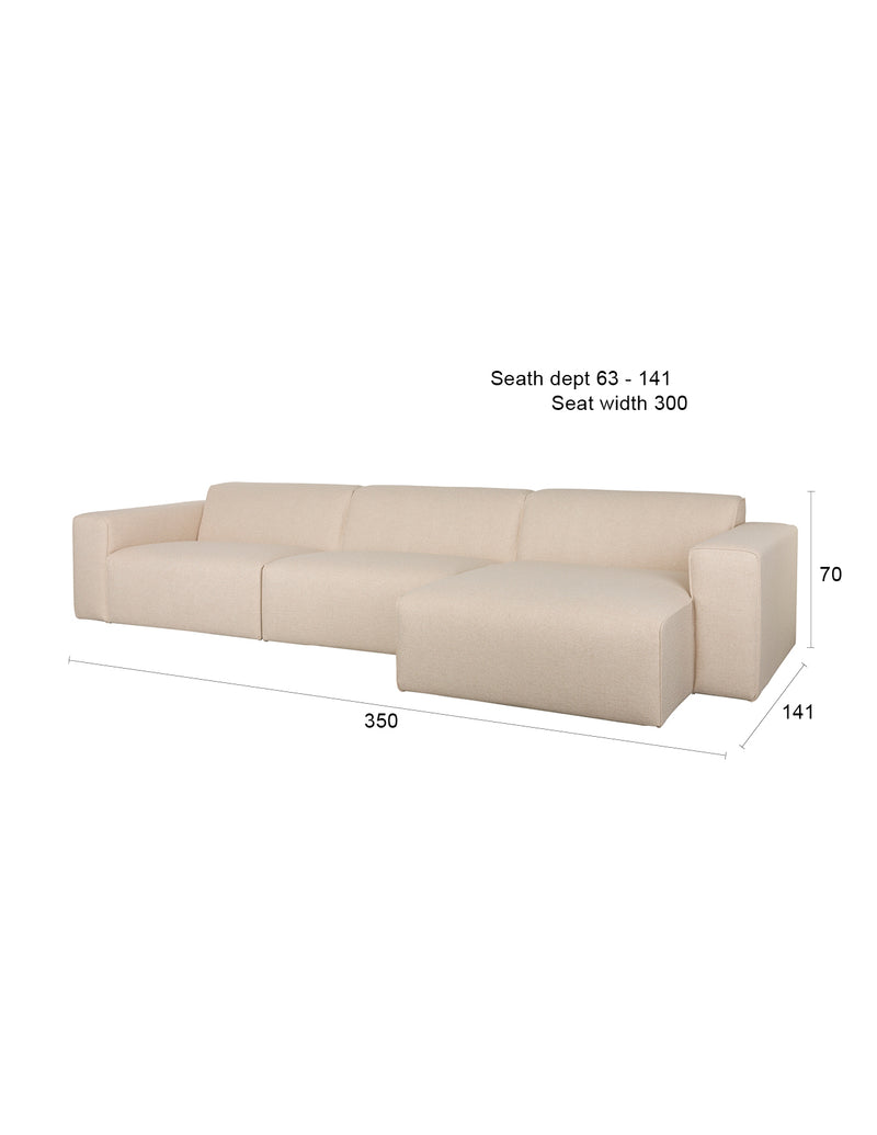 Sofa Milka 4,5-Sitzer mit Chaiselongue in Sand von Zuiver