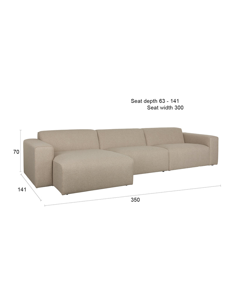 Sofa Milka 4,5-Sitzer links Cappuccino mit Chaiselongue von Zuiver
