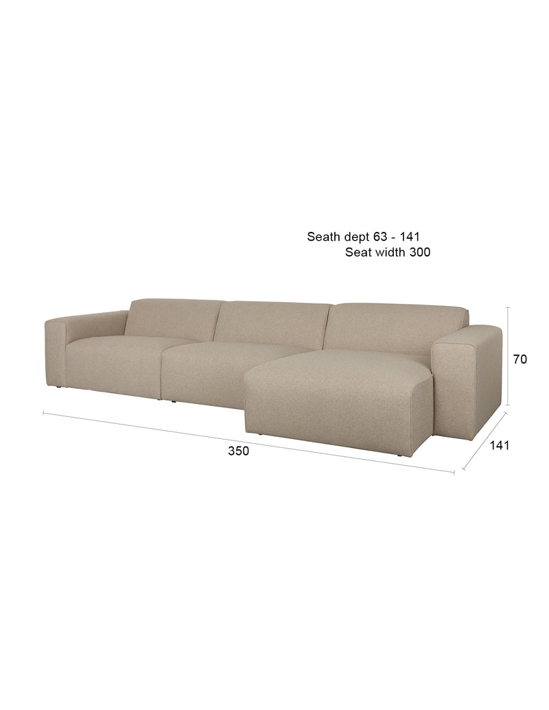 Sofa Milka 4,5-Sitzer rechts Cappuccino mit Chaiselongue von Zuiver