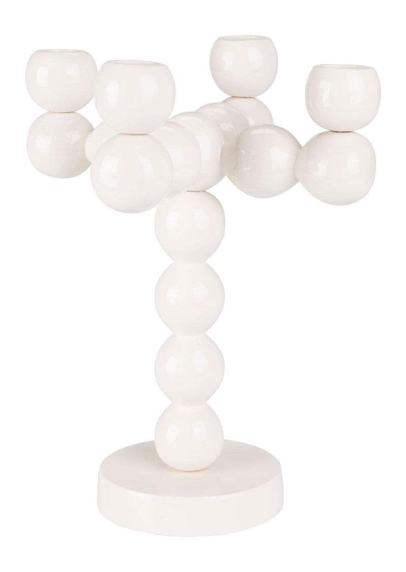 Kerzenständer Bubbles Four aus Aluminium, glänzendes Beige, 4 Kerzen