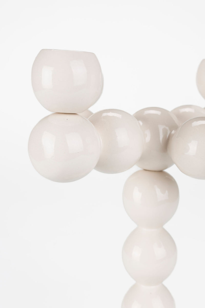 Kerzenständer Bubbles Four aus Aluminium, glänzendes Beige, 4 Kerzen