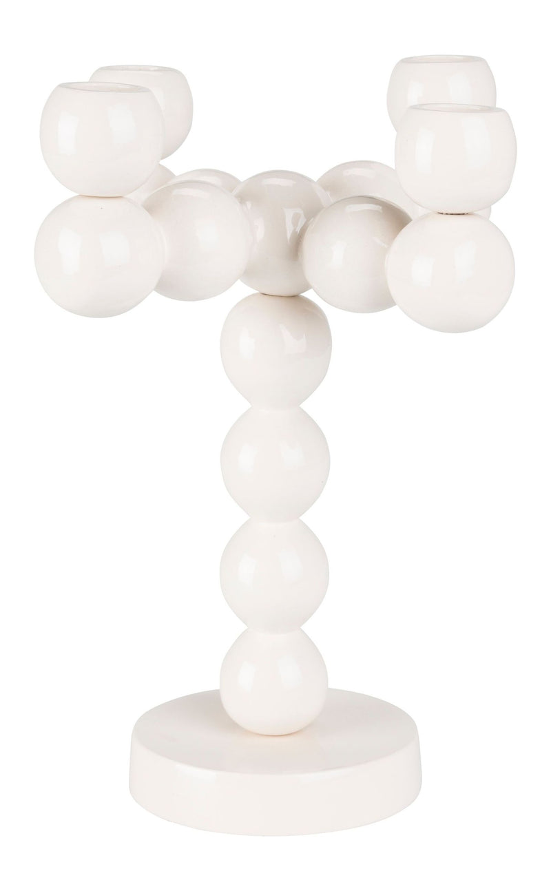 Kerzenständer Bubbles Four aus Aluminium, glänzendes Beige, 4 Kerzen