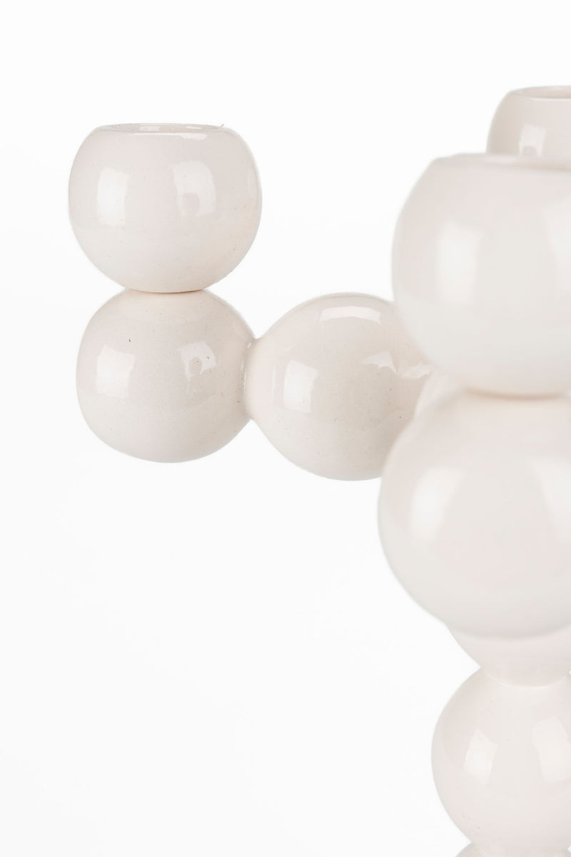 Kerzenständer Bubbles Four aus Aluminium, glänzendes Beige, 4 Kerzen