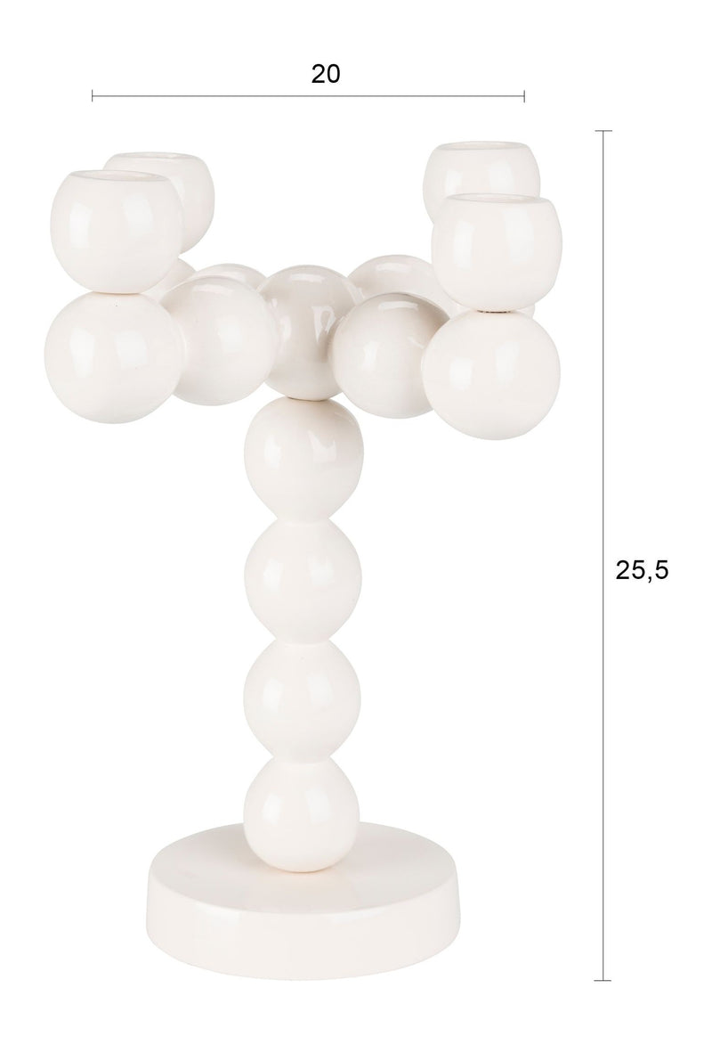Kerzenständer Bubbles Four aus Aluminium, glänzendes Beige, 4 Kerzen
