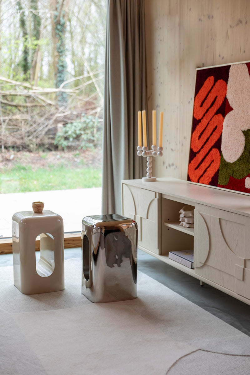 Hocker Creek Beige aus Eisen mit glänzender Oberfläche von Zuiver