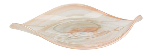 Tablett Maria aus Glas in blattförmiger Gesamtansicht mit Off-White-Färbung und zarten Blush-Effekten.