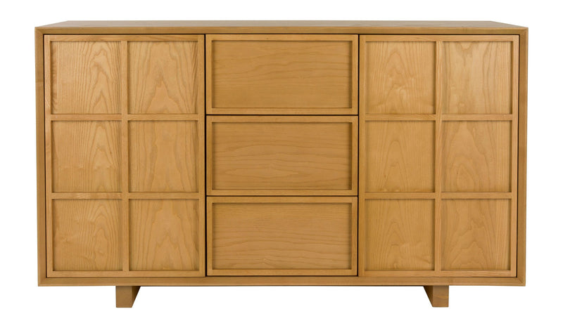 Sideboard Raster High mit Eschenfurnier im Japandi-Look, Natur