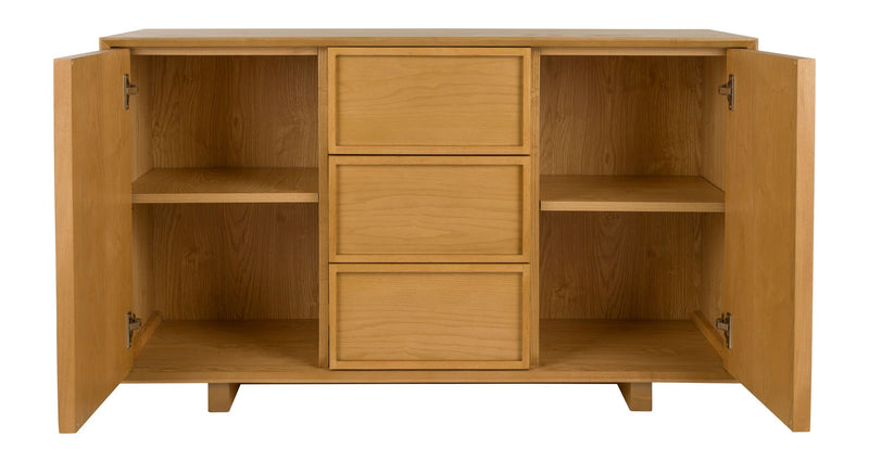 Sideboard Raster High mit Eschenfurnier im Japandi-Look, Natur
