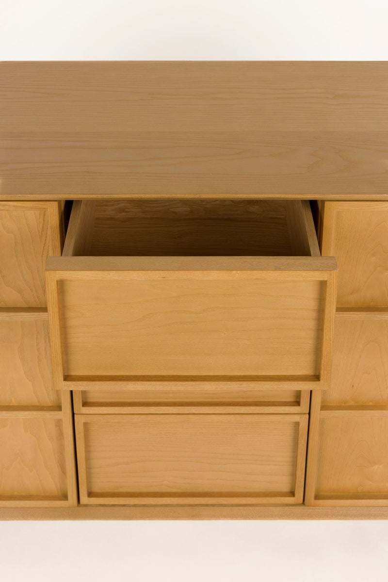 Sideboard Raster High mit Eschenfurnier im Japandi-Look, Natur