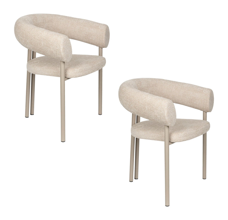 Sessel Heels im 2er-Set, Beige mit Metallbeinen von Zuiver