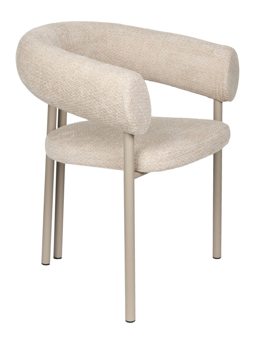 Sessel Heels im 2er-Set, Beige, Gesamtansicht mit gerundeter Rückenlehne und Metallbeinen.