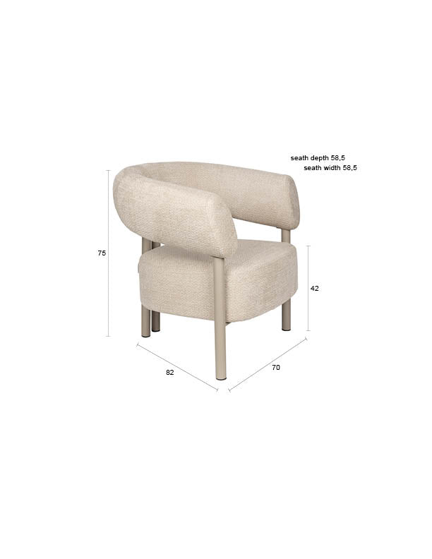 Loungesessel Heels Beige von Zuiver mit Metallgestell im Dreifuß-Look