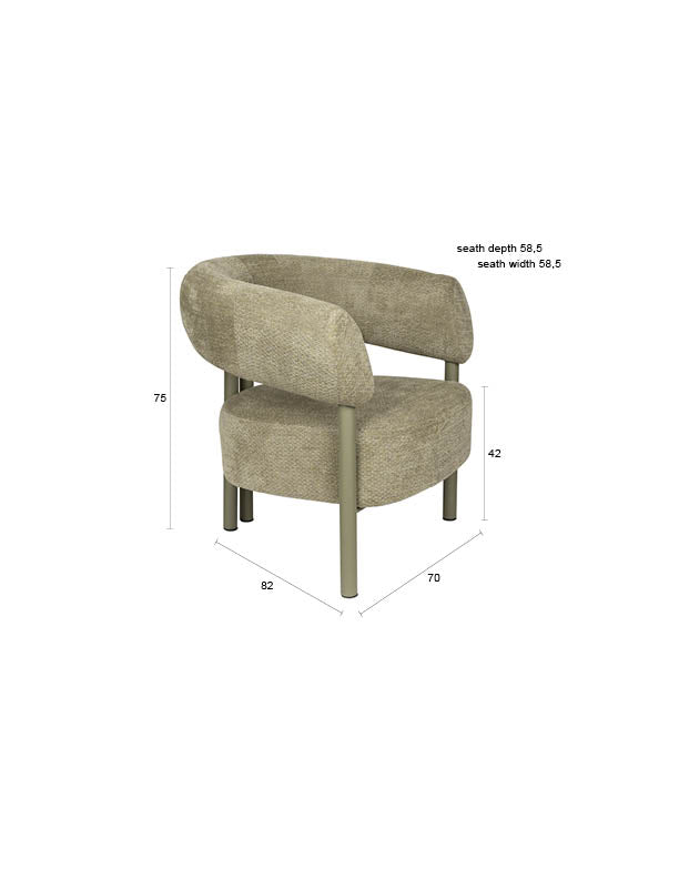 Loungesessel Heels Zuiver in Grün mit Metallgestell fürs Wohnzimmer