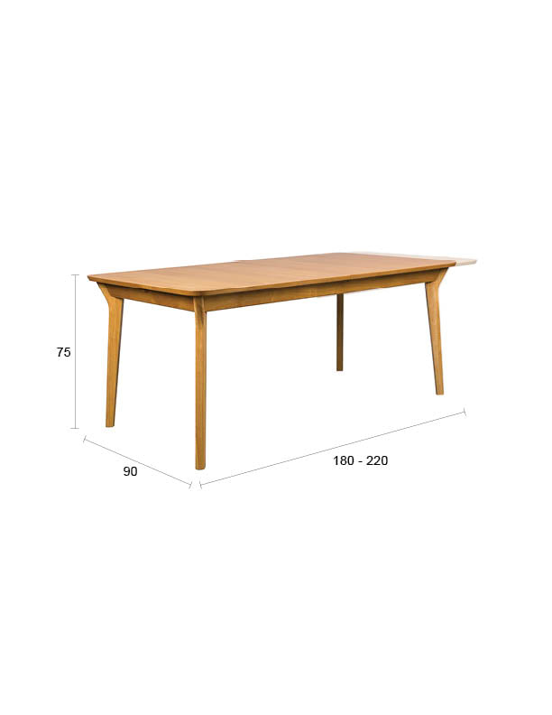 Esstisch Ellen Zuiver, ausziehbar 180-220 cm, Massivholz Natur
