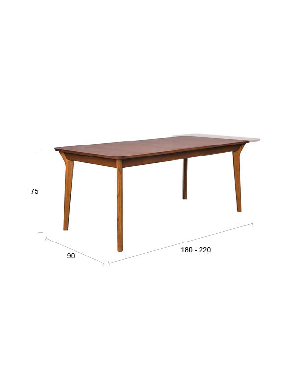 Esstisch Ellen ausziehbar 180-220 cm, Nussbaum-Optik von Zuiver