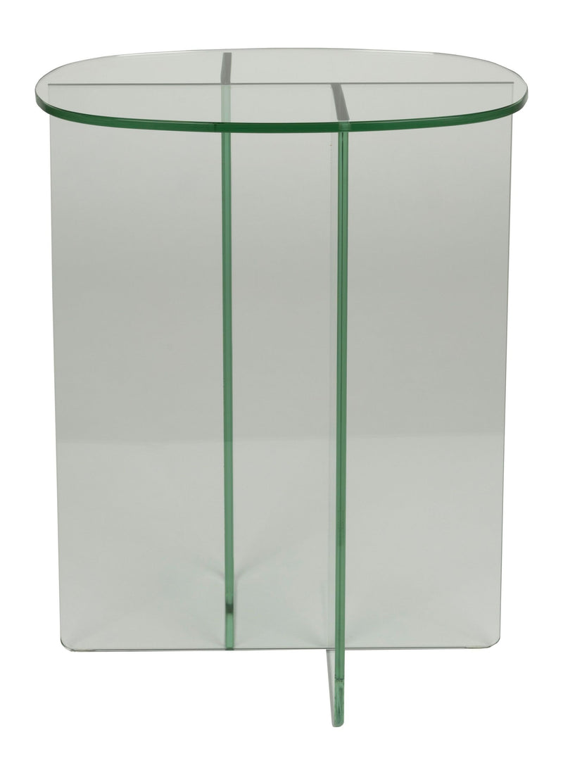 Beistelltisch Linea aus transparentem Glas mit Linienmuster Zuiver